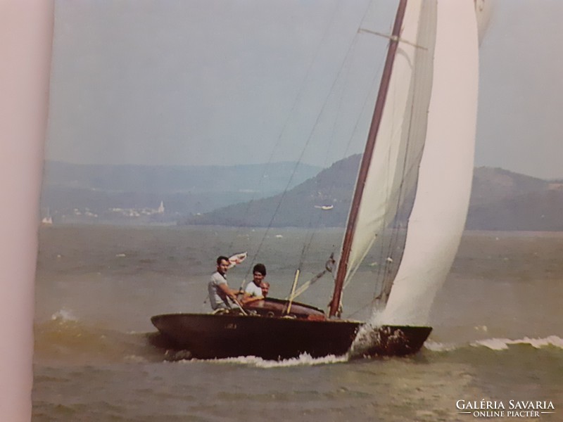 Retro képeslap Balaton vitorlás hajó fotó levelezőlap