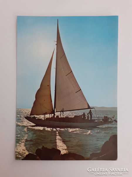 Retro képeslap 1976 Balaton vitorlás hajó fotó levelezőlap