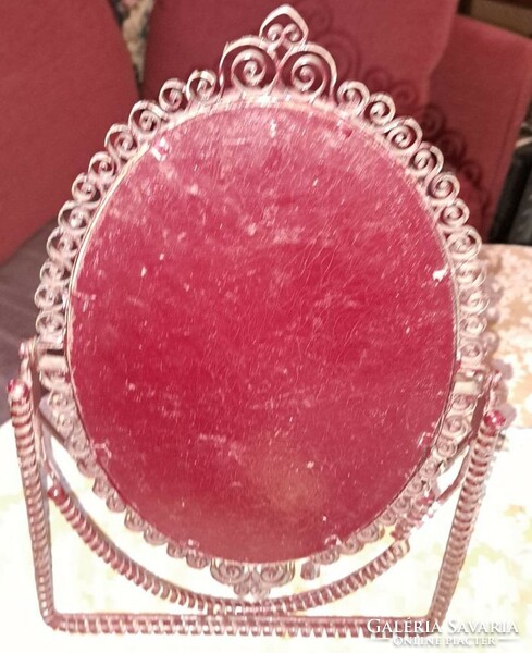 Különleges antik fém asztali tükör