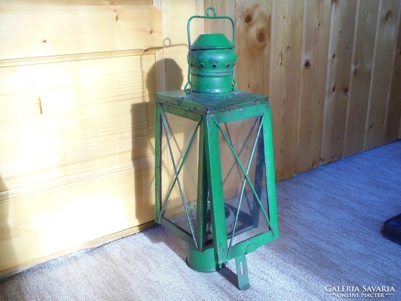 Antik régi jelző lámpa jelzőlámpa - útkaparó útjavító kátyú jelző lámpa