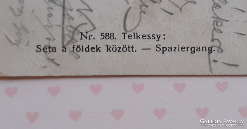Régi képeslap 1923 Telkessy Séta a földek között levelezőlap hölgyek