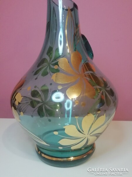 Régi virágmintás üveg váza