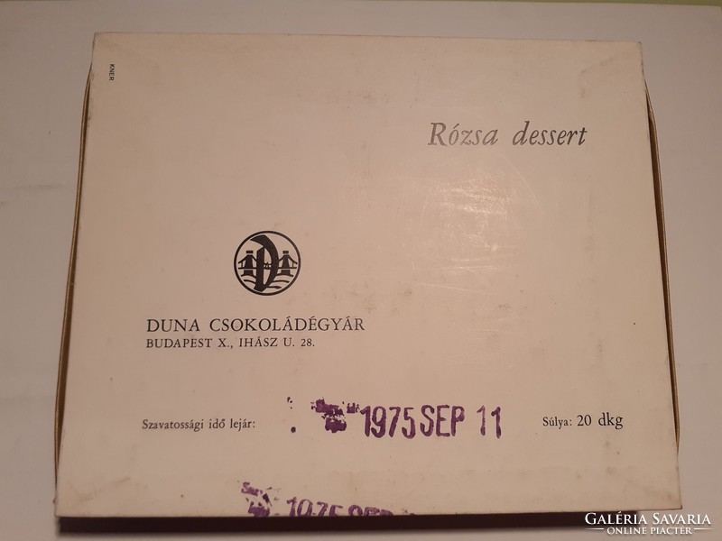 Régi bonbonos doboz Rózsa desszert 1975 Duna Csokoládégyár papírdoboz