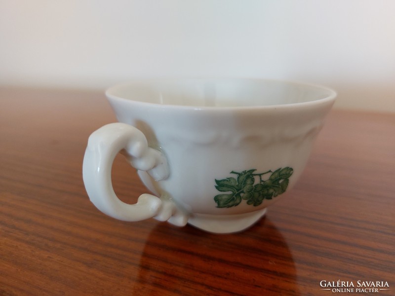 Old Zsolnay porcelain coffee cup baroque mocha with green grape pattern 1 pc