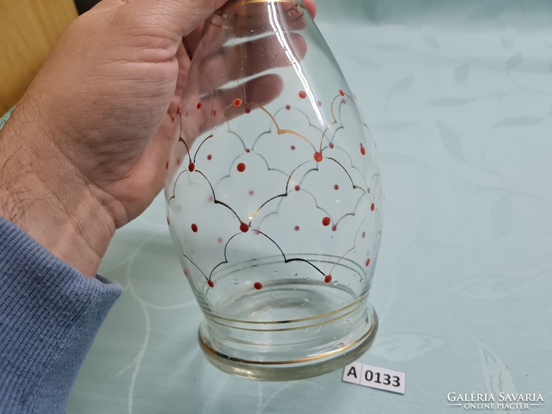 A0133 Piros pöttyös mintás italos üveg 26 cm