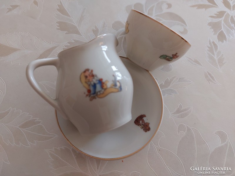 Old toy porcelain coffee cup with milk pourer mini baby kitchen accessory