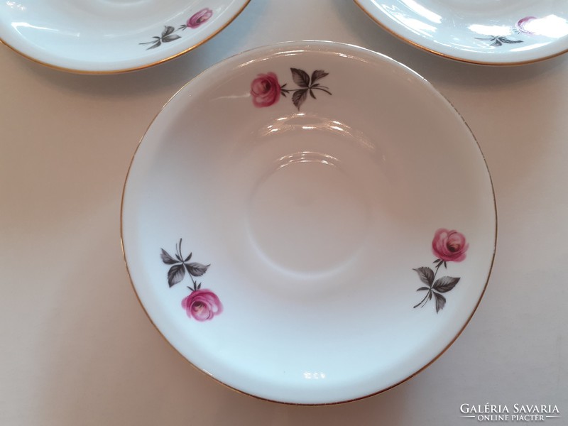 Old lowland porcelain saucer with rose pattern 3 pcs