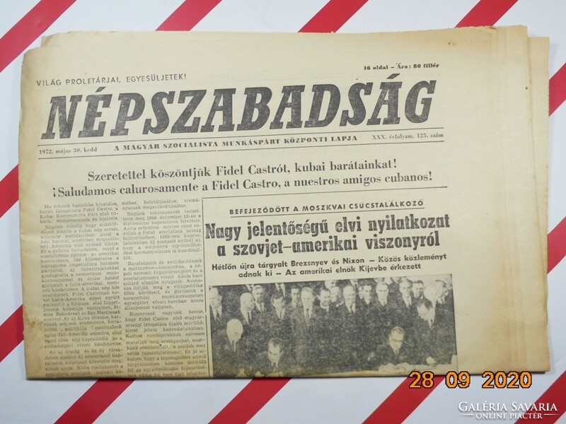 Old retro newspaper - people's freedom - May 30, 1972 - XXX. Grade 125. Number for birthday