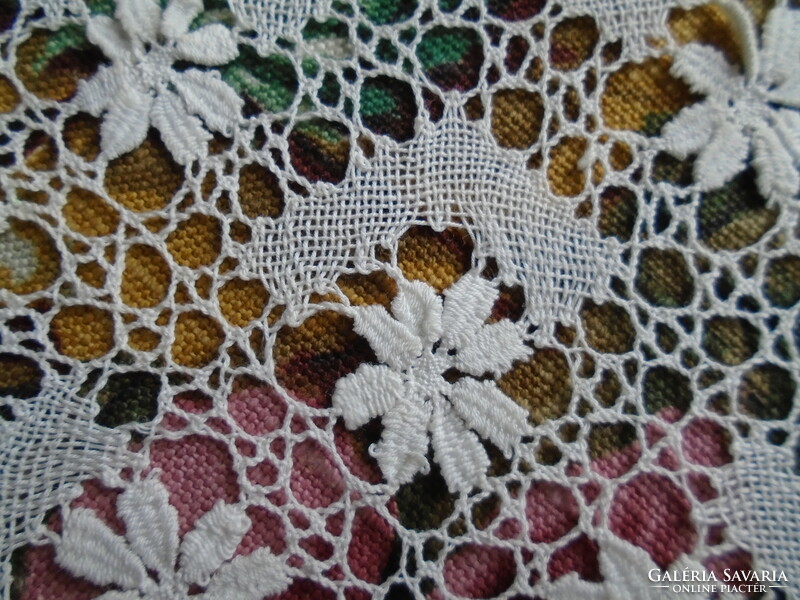 Antique hand-stitched tablecloth, coaster, napkin 6 pcs.