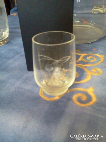 Old engraved wine glass and glass
