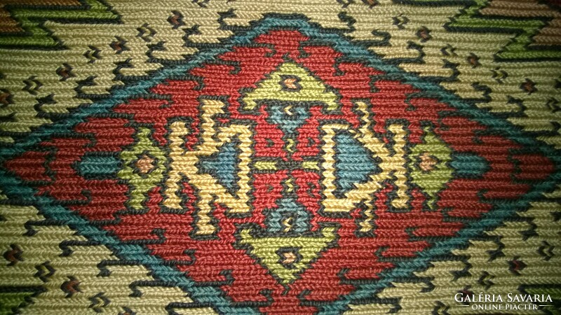 Ritkaság ! 1930-as évek-Kelim falvédő-szőnyeg kaukázusi motívumok, bélelt, tisztított