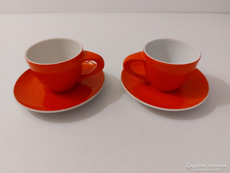 Régi piros Zsolnay porcelán kávés art deco mokkás csésze 2 db