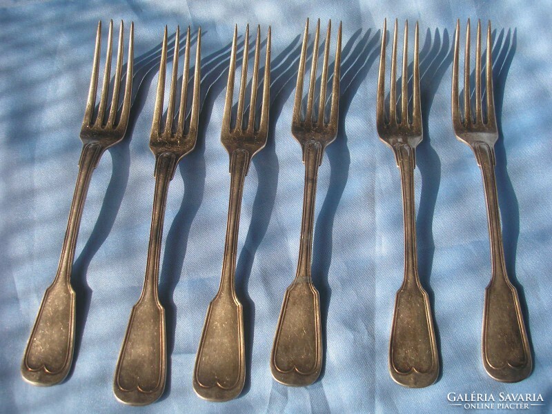 E4 luxury huge and heavy antique bear marked alpacca fork rarity set of 6 for sale