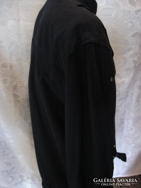 Könnyű lengyel fekete retro, hipster felöltő, férfi kabát, dzseki XL