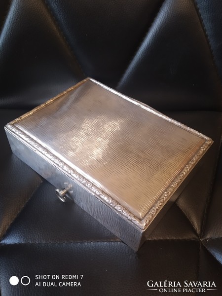Silver-plated musical card box (Swiss music structure)