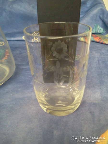 Old engraved wine glass and glass