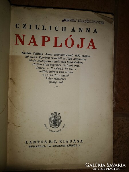 Czillich Anna naplója. (Közreadja Kiss Vilma.) 1925