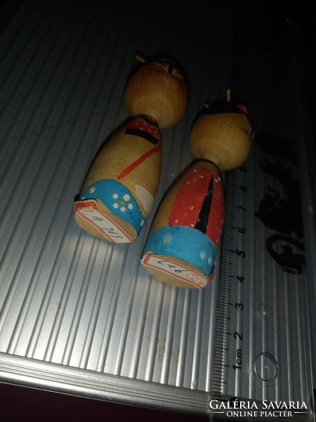 Extremely valuable pair of 2-piece Japanese Kokeshi wooden dolls in one!