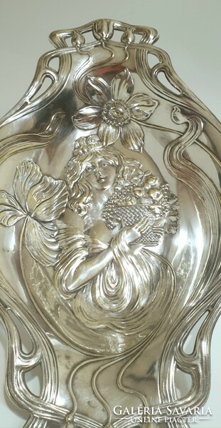 Silver-plated Art Nouveau serving tray, fruit bowl, centerpiece