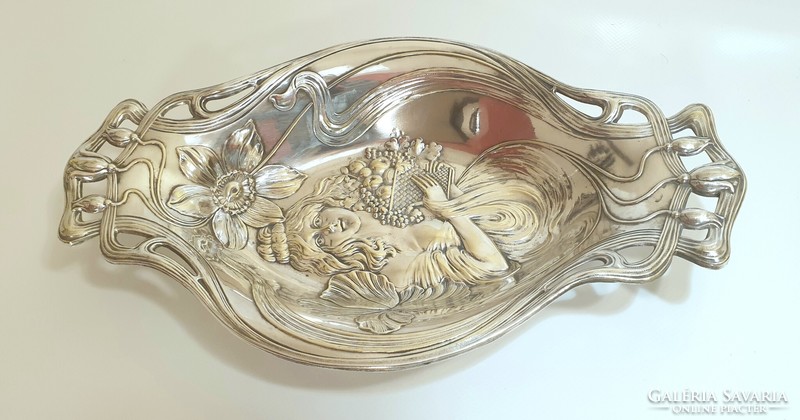 Silver-plated Art Nouveau serving tray, fruit bowl, centerpiece