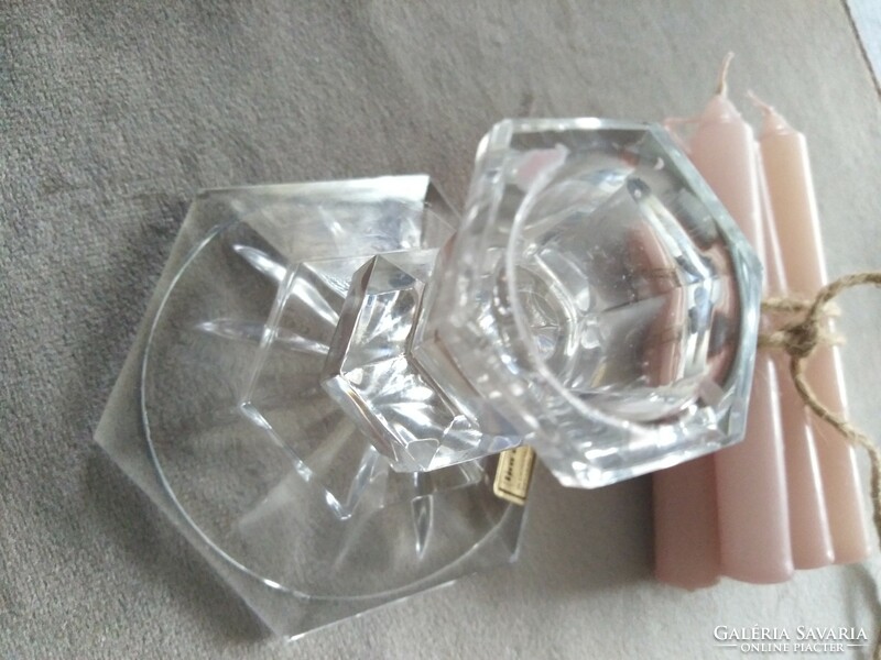 Footed candle holder - crystal