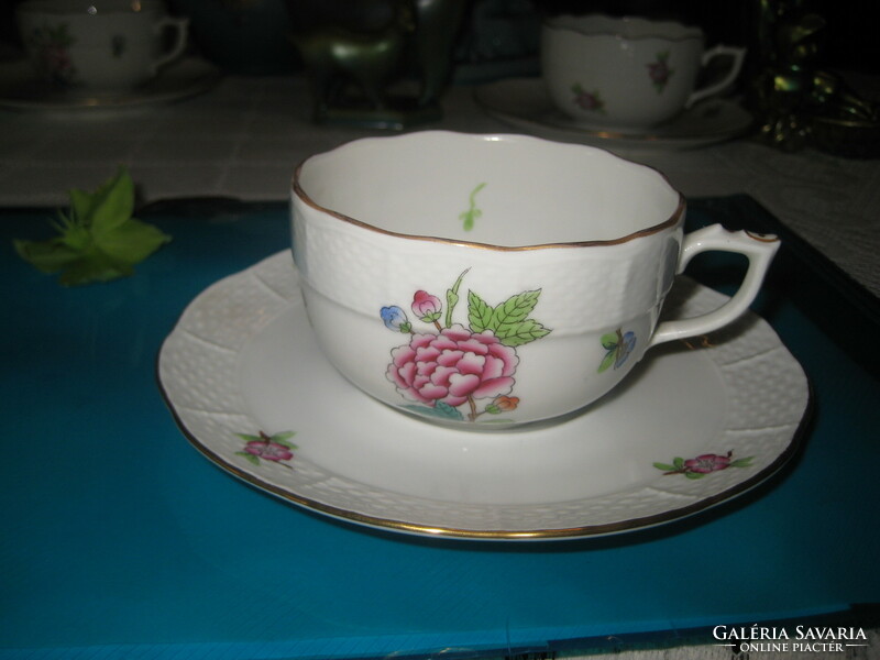 Herendi, old Eton pattern tea cup 8.6 cm + base 15.8 cm
