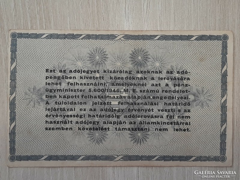 Ötszázezer adópengőről 1946 hajtás nélküli  szép állapotban elcsúszott hátlap