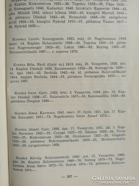 Directory of the clergy of the diocese of Veszprém, 1975.