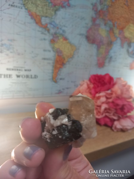A curiosity! Raw imperial topaz 207 ct on tourmaline, muscovite, lepidolite base!!! From Afghanistan