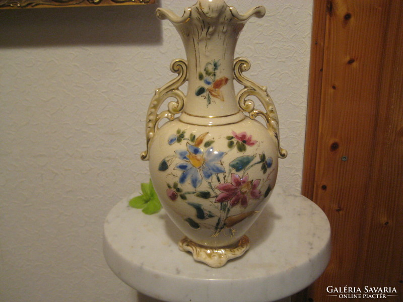 Gyönyörű  Teplicei kézzel festett majolika váza  BW  / Brüder Wiillner/ 26 cm ,  hibátlan  állapot