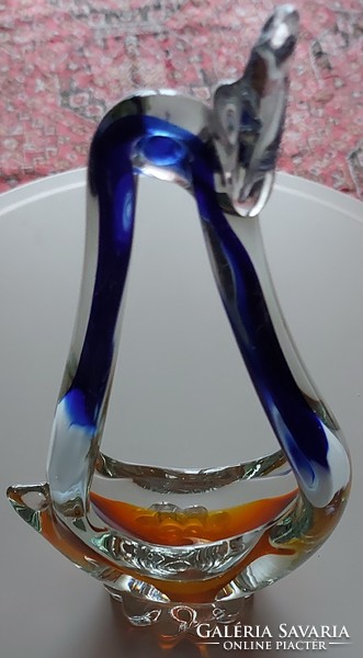 Muranoi üveg stilizált madár dísztárgy  tálka
