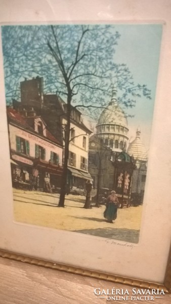 (K) Gustave Henri Marchetti gyönyörű képe 36x27 cm kerettel.