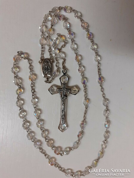 Shiny Czech crystal rosary prayer chain with a sophisticated crucifix in beautiful condition