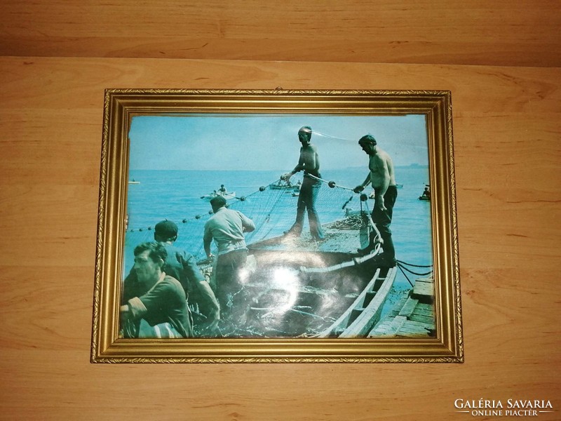 Üvegezett képkeret retro Hévízi tó nyomattal 26 x 34 cm