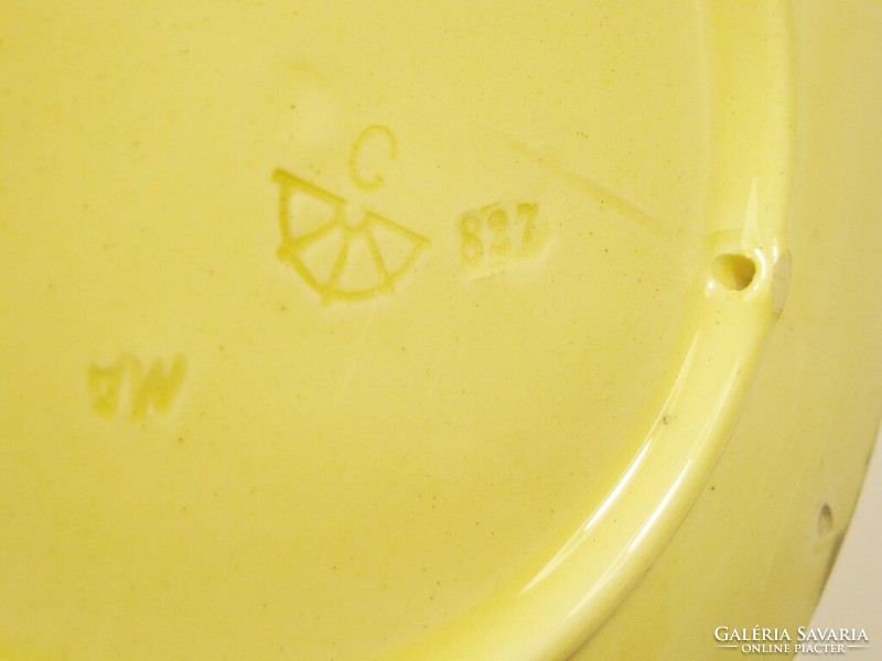 Antique Körmöcbánya ceramic wall bowl plate with hanging majolica embossed pattern - Gyopáros spa souvenir