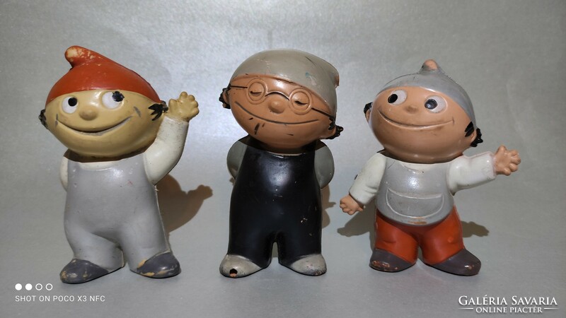 Vintage Goebel 1960s German TV mainzelmaennchen rubber figure marked original 3 pcs