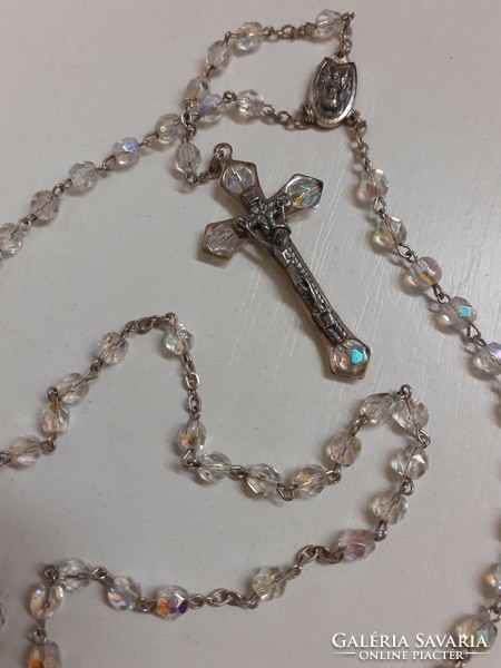 Shiny Czech crystal rosary prayer chain with a sophisticated crucifix in beautiful condition