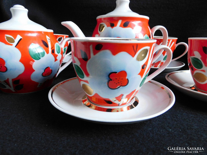 Baranovka- Soviet/Russian hand painted tea set - 5 persons