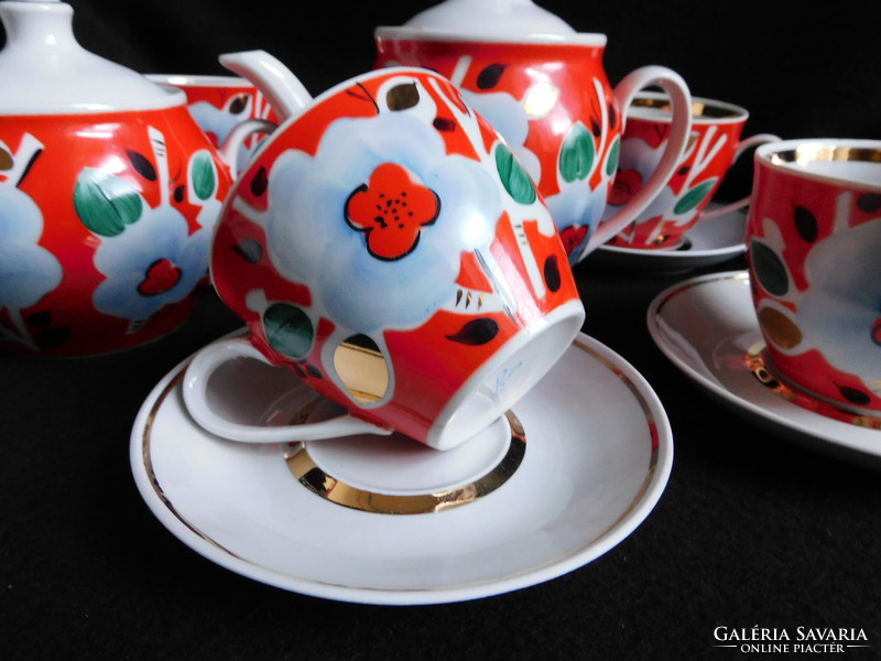 Baranovka- szovjet/orosz kézzel festett teáskészlet - 5 személyes
