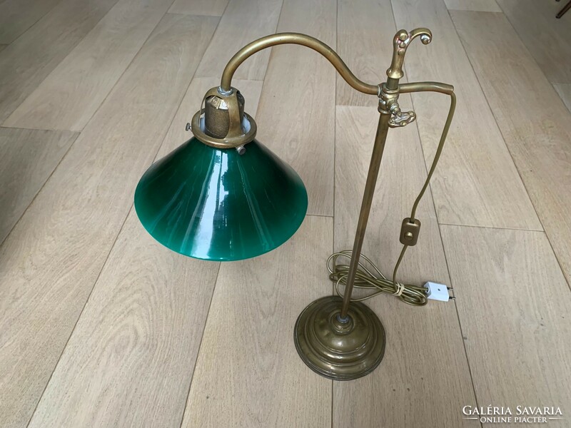 Zöld üvegbúrás banklámpa íróasztal lámpa