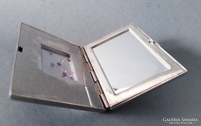 Rare Swarovski silver-plated mirror powder with crystals 1980s
