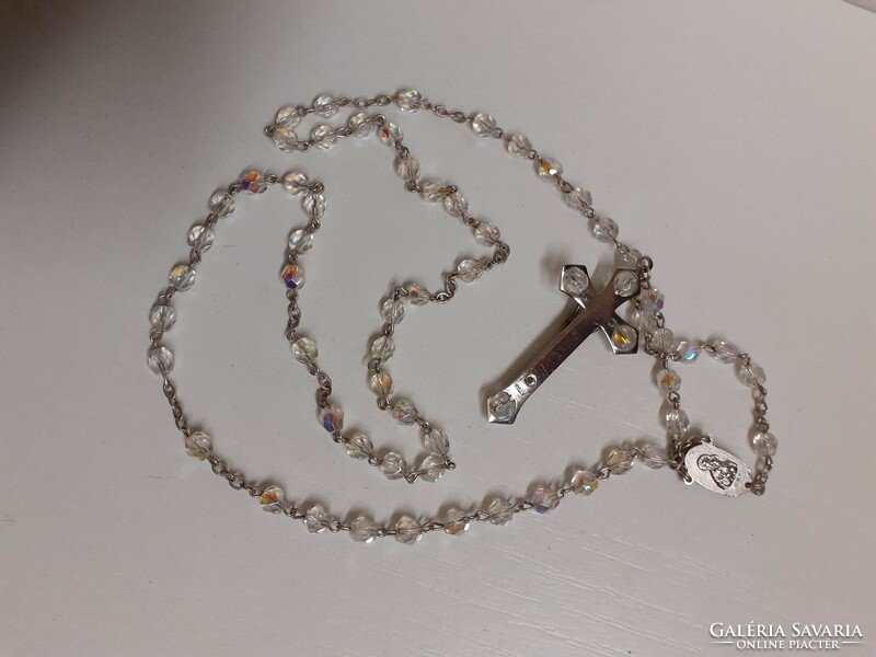 Shiny Czech crystal rosary prayer chain with a sophisticated crucifix in beautiful condition