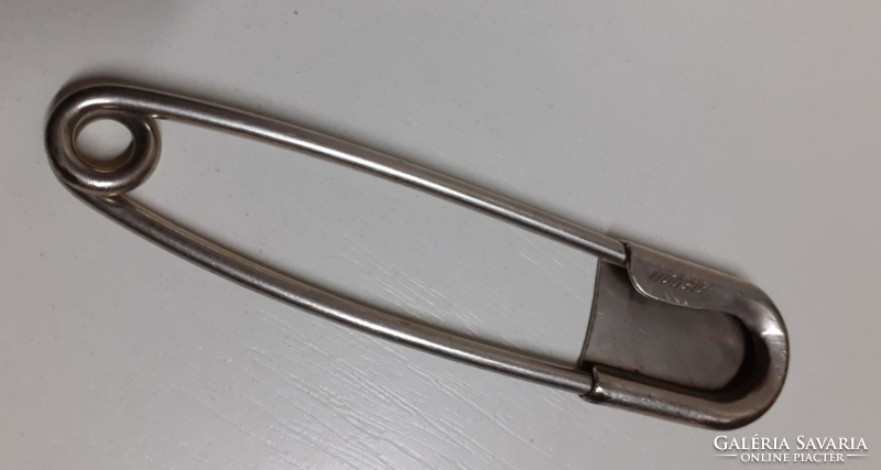 Retro silver colored steel brand marked risdon brooch badge scarf clip