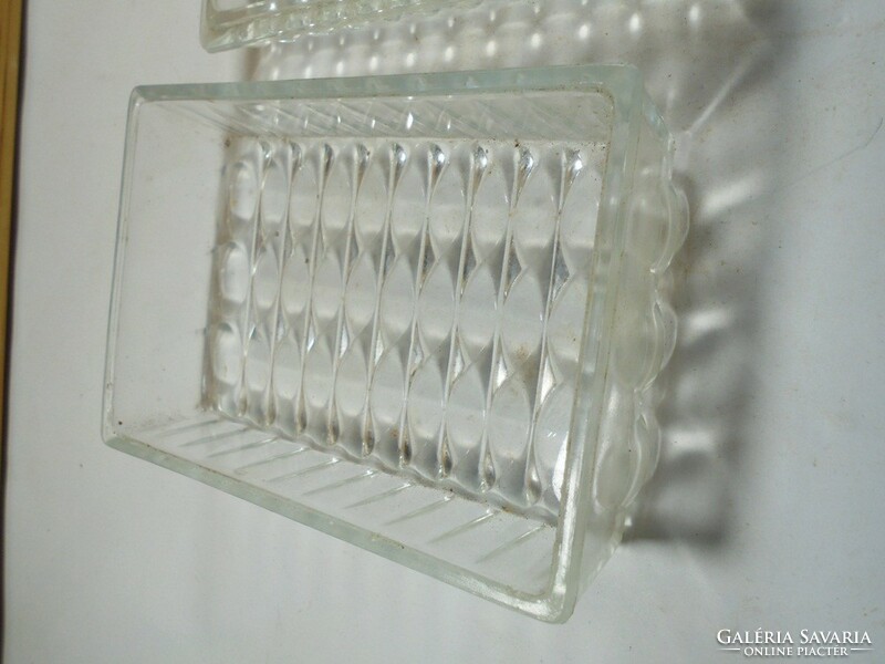 Régi retro kristály hatású domború üveg fedeles hamutál hamus hamutartó tál tálka doboz - kb 1970-80