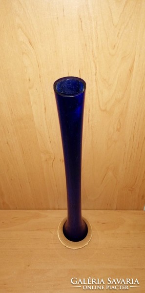 Egyszálas kék üveg váza 39 cm (3/d)