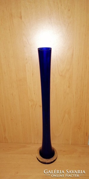 Egyszálas kék üveg váza 39 cm (3/d)