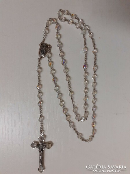 Shiny Czech crystal rosary prayer chain with a sophisticated crucifix in beautiful condition