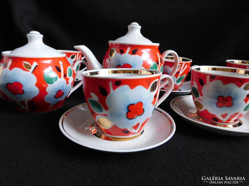 Baranovka- Soviet/Russian hand painted tea set - 5 persons