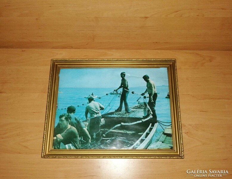 Üvegezett képkeret retro Hévízi tó nyomattal 26 x 34 cm
