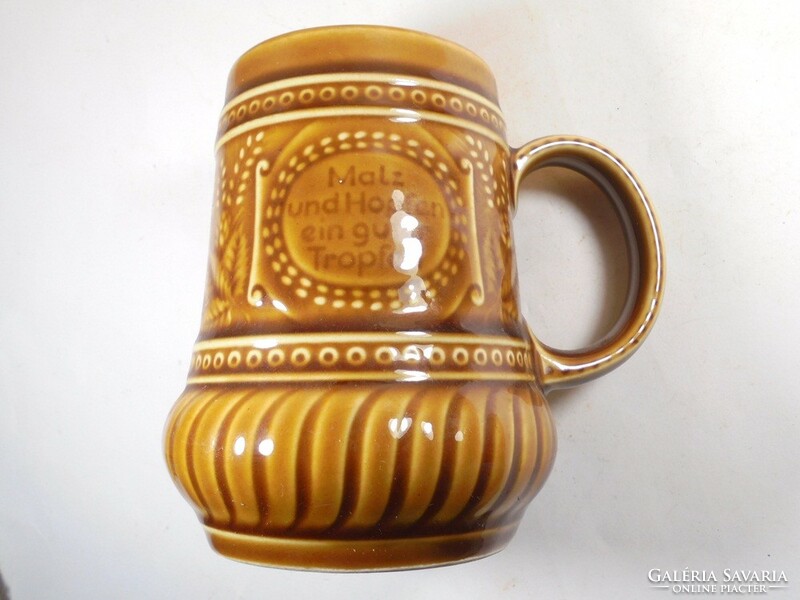 Retro old - East German GDR - glazed ceramic beer mug 0.5 Liter